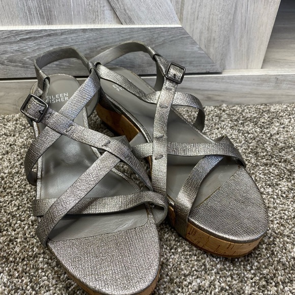Eileen Fisher “Array” Strappy Cork Wedge Sandal 8 - Picture 10 of 14